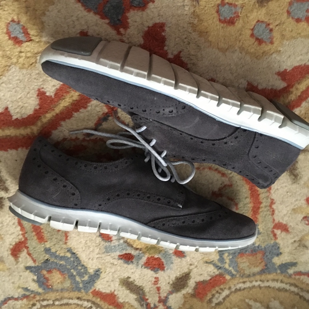 Cole Haan Grey Suede Wingtip Oxford Sneakers Shoes Zerogrand 8 B